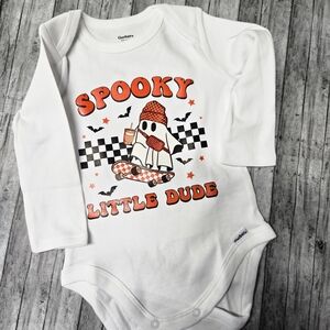 Gerber Spooky Little Dude Bodysuit - White and Orange Size 3-6 Months